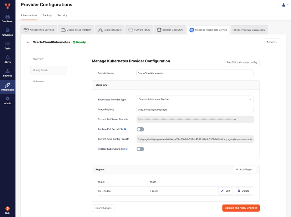 Create an OKE Provider in YugabyteDB Anywhere -- Provider Configurations